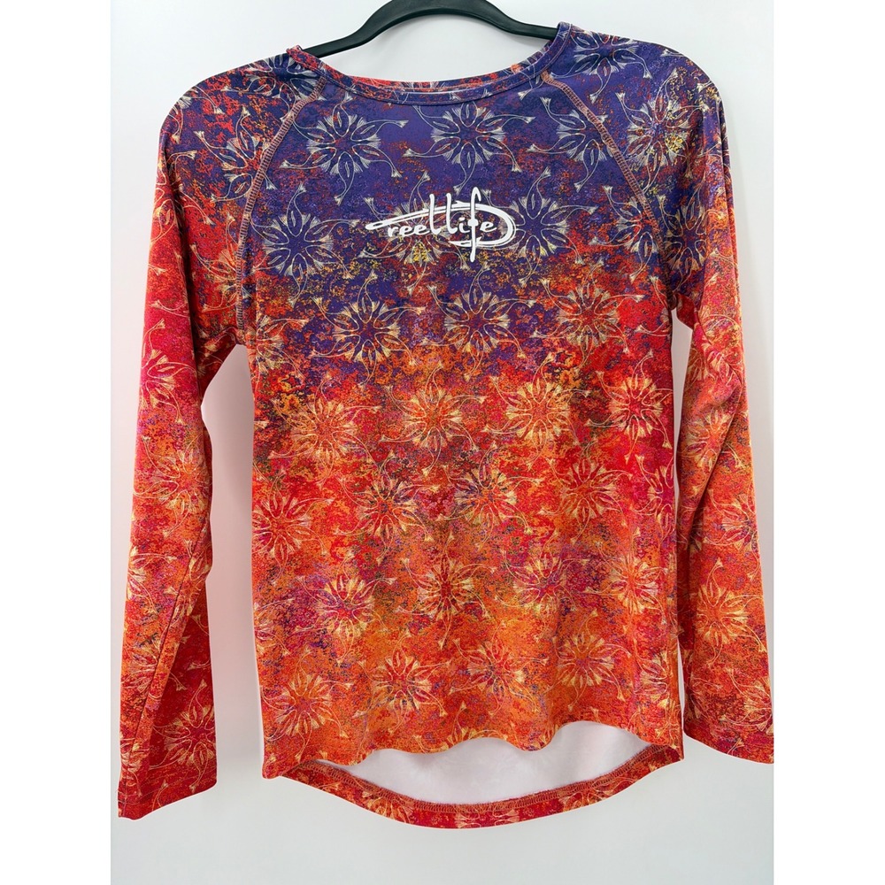 Reel Life Womens Medium Sun Shirt Long Sleeve Fishing Performance Ombre Floral‎